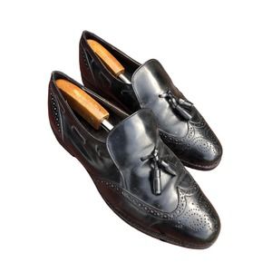 Johnston & Murphy Optima Black Wingtip Tassel Kiltie Leather Loafers 12 M Nice!